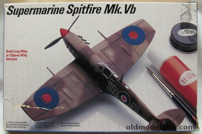 Testors 1/72 Supermarine Spitfire Mk.Vb or Vc Clipped or Long Wings - RAAF Vc of Wing Commander Clive 'Killer' Caldwell No.1 FW Darwin Australia 1943 / Vb Wing Cmdr. Ian Gleed 601Sq North Africa 1943, 418 plastic model kit